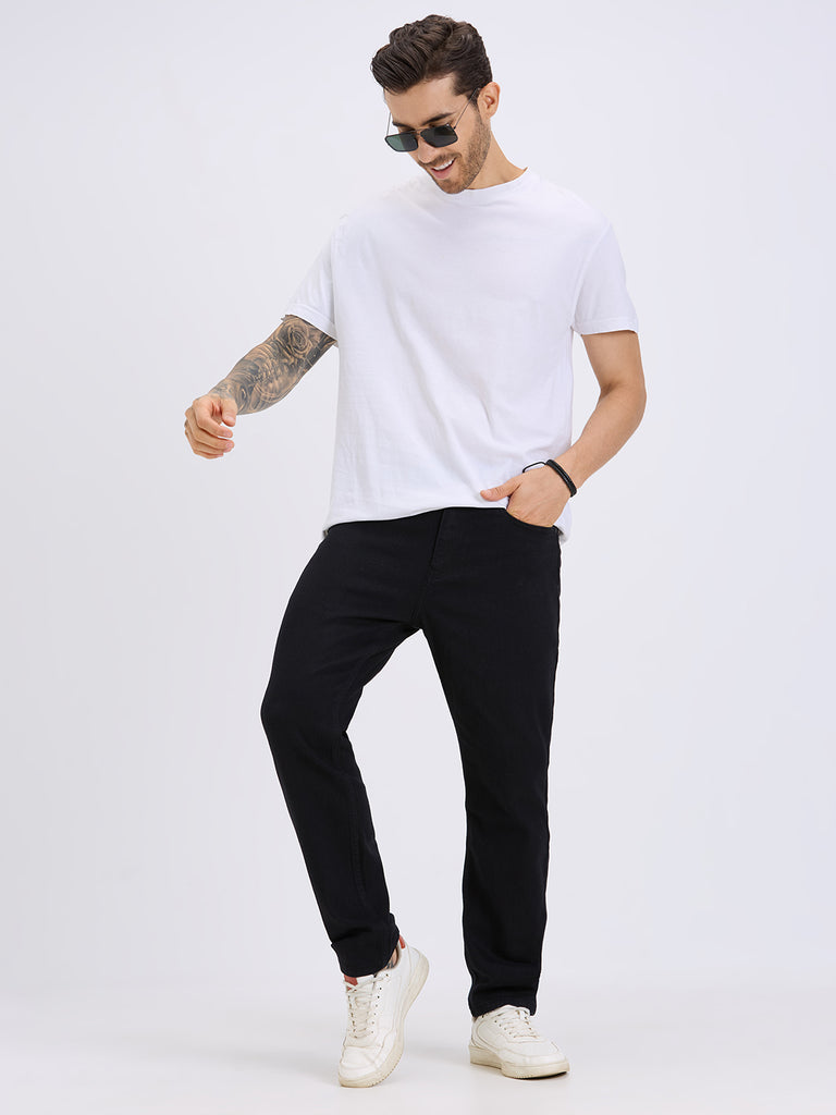 Style Quotient Men Black Straight Fit Mid Rise Stretchable Jeans-Mens Jeans-StyleQuotient