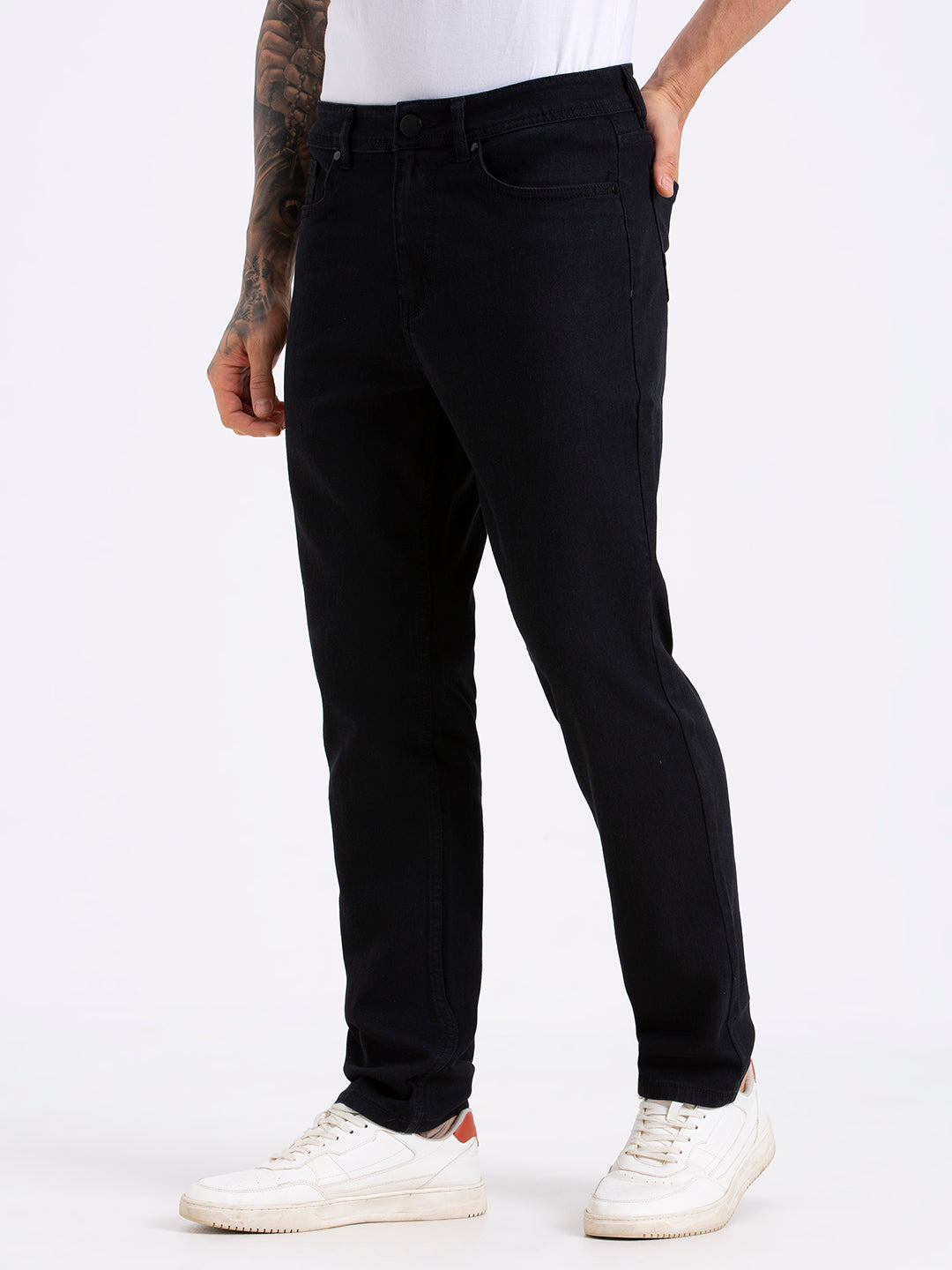 Style Quotient Men Black Straight Fit Mid Rise Stretchable Jeans-Mens Jeans-StyleQuotient