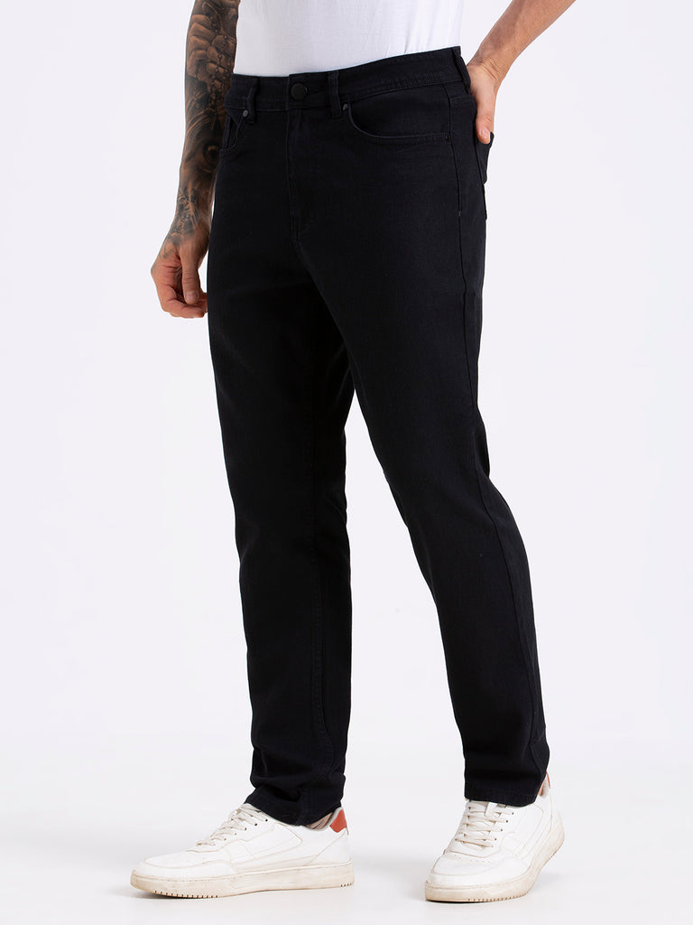 Style Quotient Men Black Straight Fit Mid Rise Stretchable Jeans-Mens Jeans-StyleQuotient