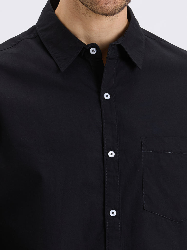 Style Quotient Mens black regular casual shirt-Mens Shirt-StyleQuotient