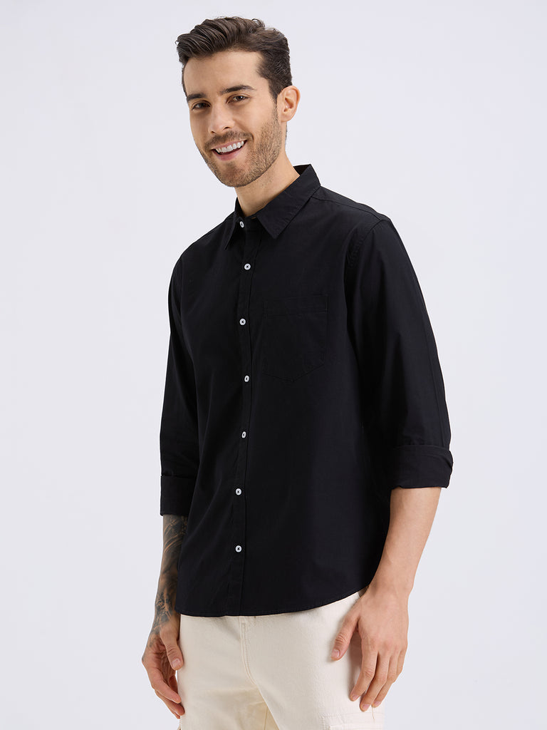 Style Quotient Mens black regular casual shirt-Mens Shirt-StyleQuotient