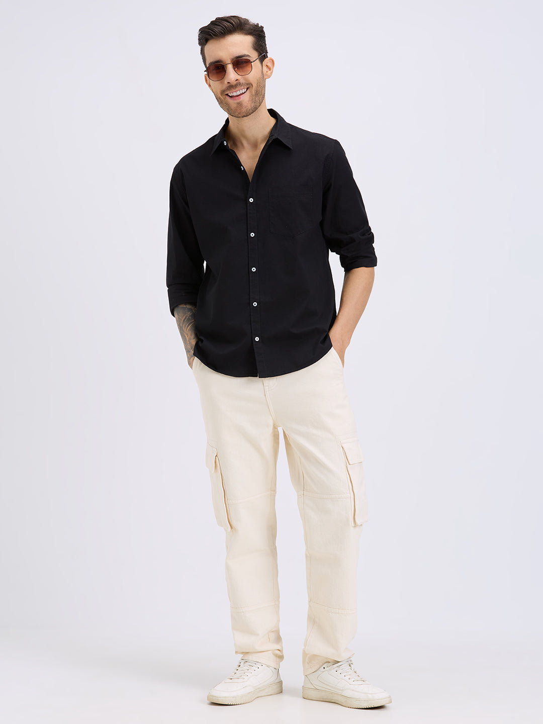 Style Quotient Mens black regular casual shirt-Mens Shirt-StyleQuotient
