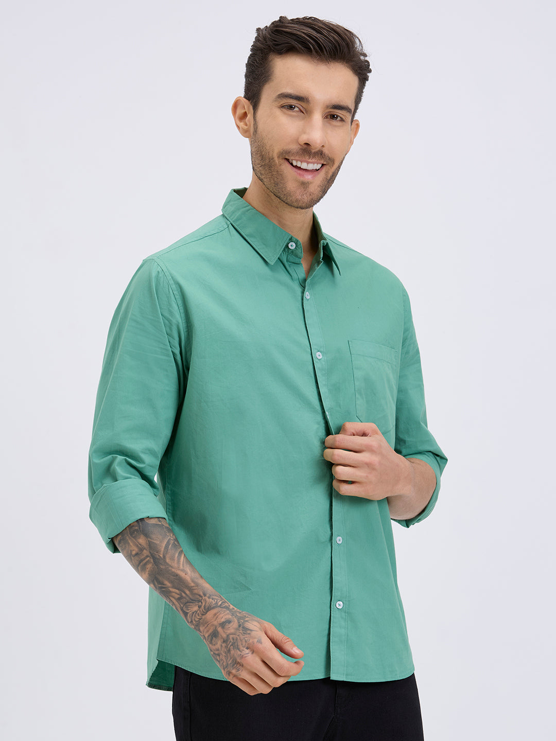 Style Quotient Mens olive regular casual shirt-Mens Shirt-StyleQuotient