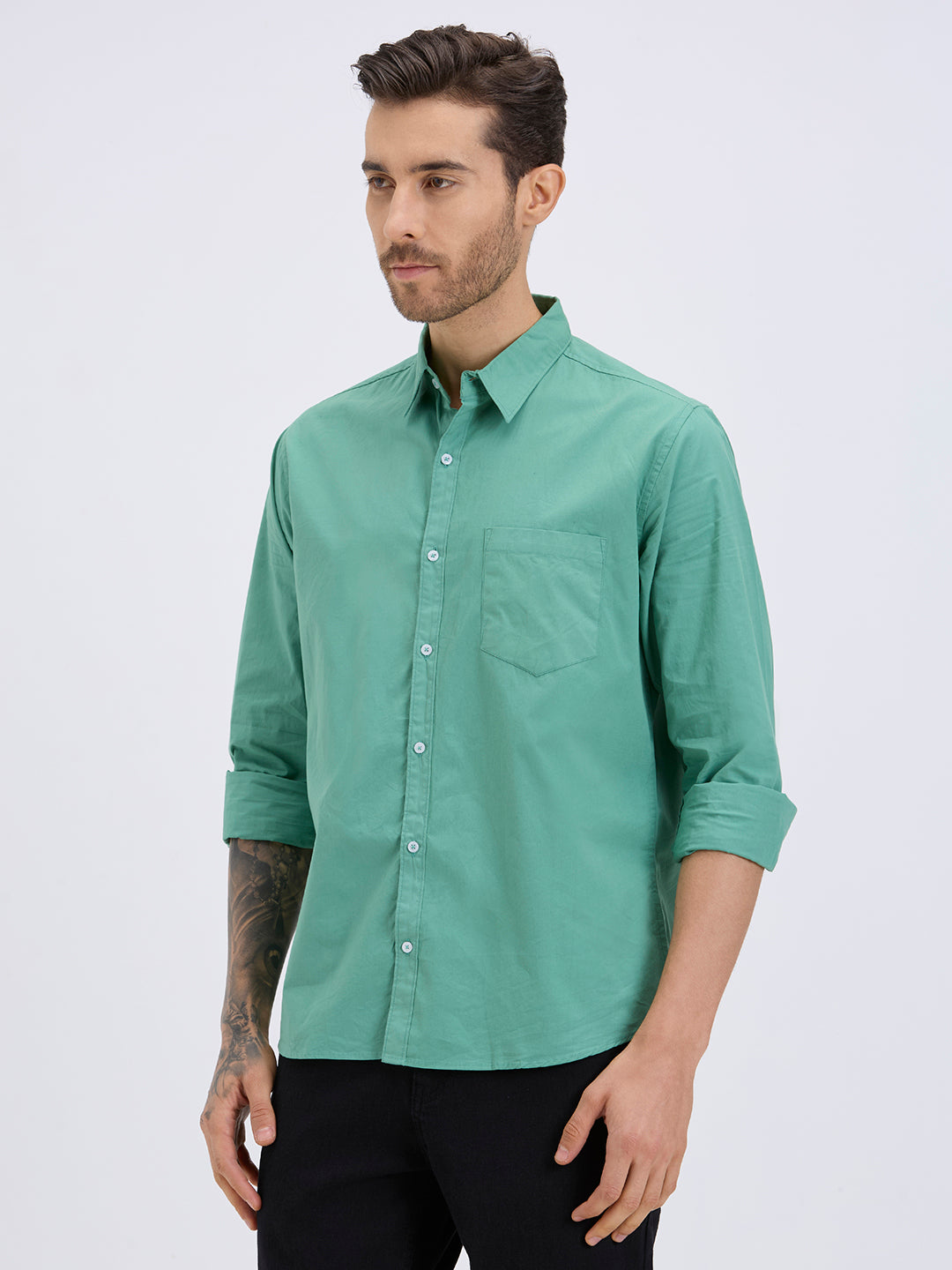 Style Quotient Mens olive regular casual shirt-Mens Shirt-StyleQuotient
