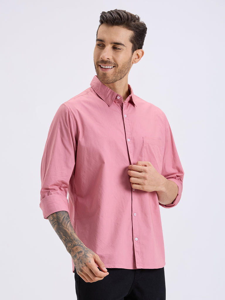 Style Quotient Mens pink regular casual shirt-Mens Shirt-StyleQuotient