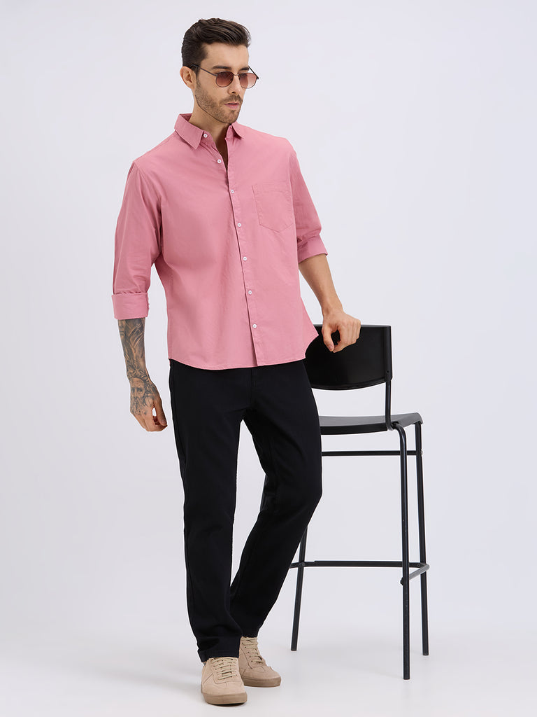 Style Quotient Mens pink regular casual shirt-Mens Shirt-StyleQuotient