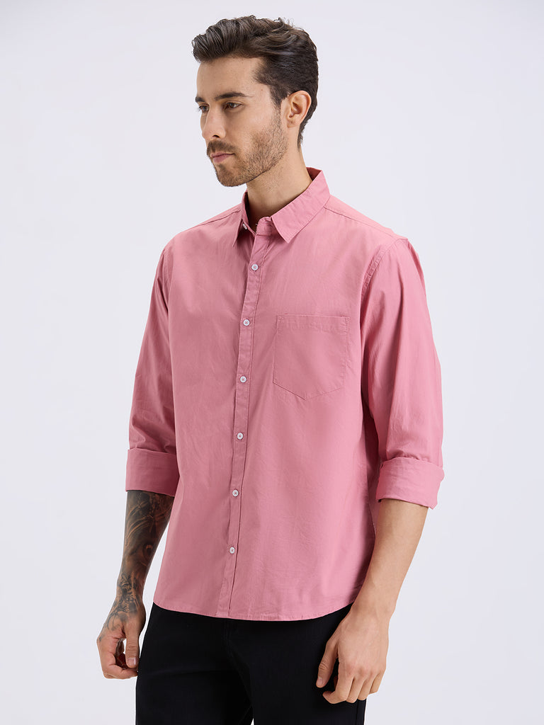 Style Quotient Mens pink regular casual shirt-Mens Shirt-StyleQuotient