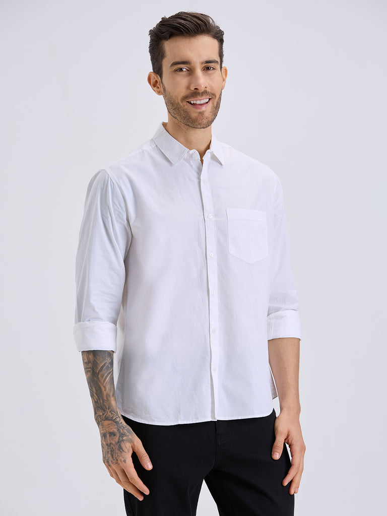 Style Quotient Mens white regular casual shirt-Mens Shirt-StyleQuotient