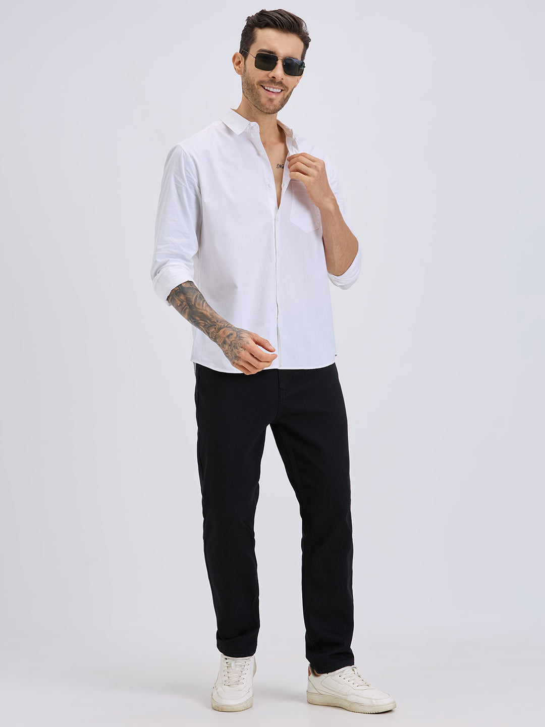 Style Quotient Mens white regular casual shirt-Mens Shirt-StyleQuotient