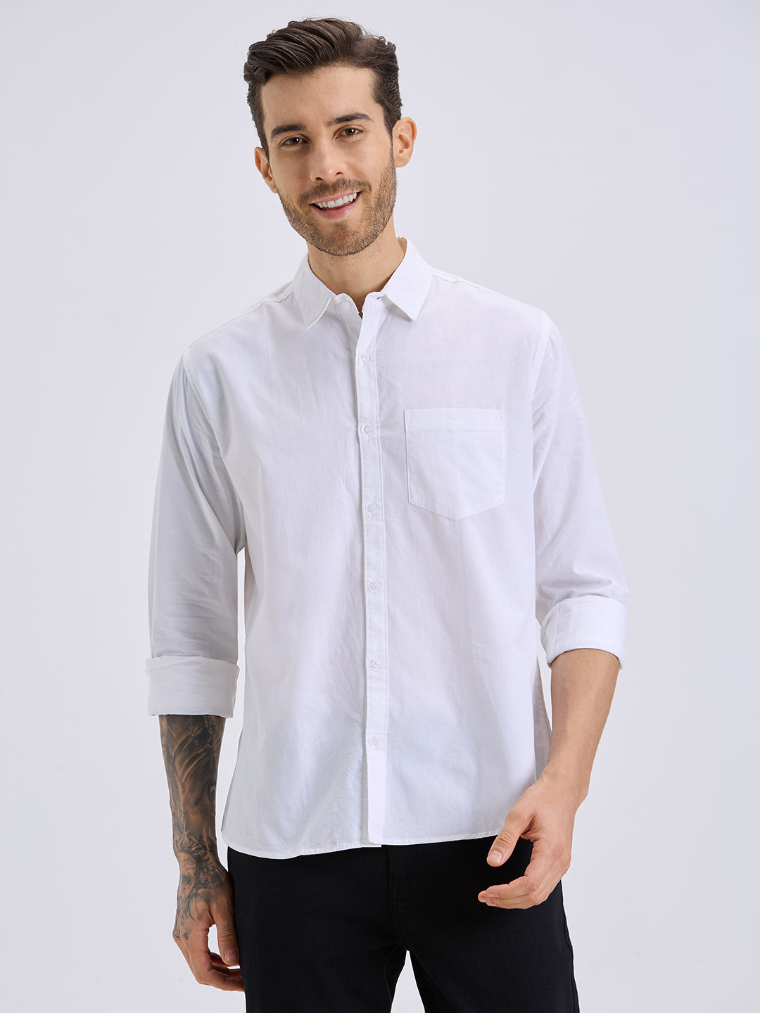 Style Quotient Mens white regular casual shirt-Mens Shirt-StyleQuotient