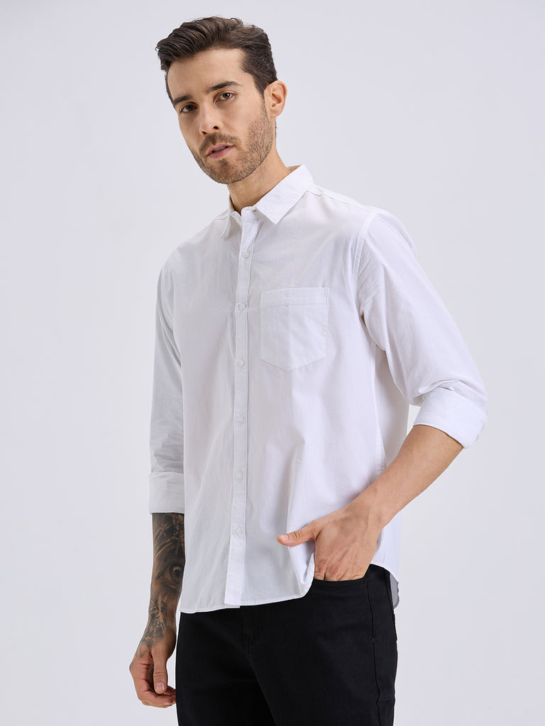 Style Quotient Mens white regular casual shirt-Mens Shirt-StyleQuotient