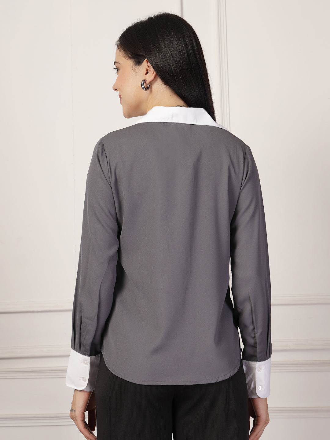 Style Quotient Women Grey formal shirt-Shirts-StyleQuotient