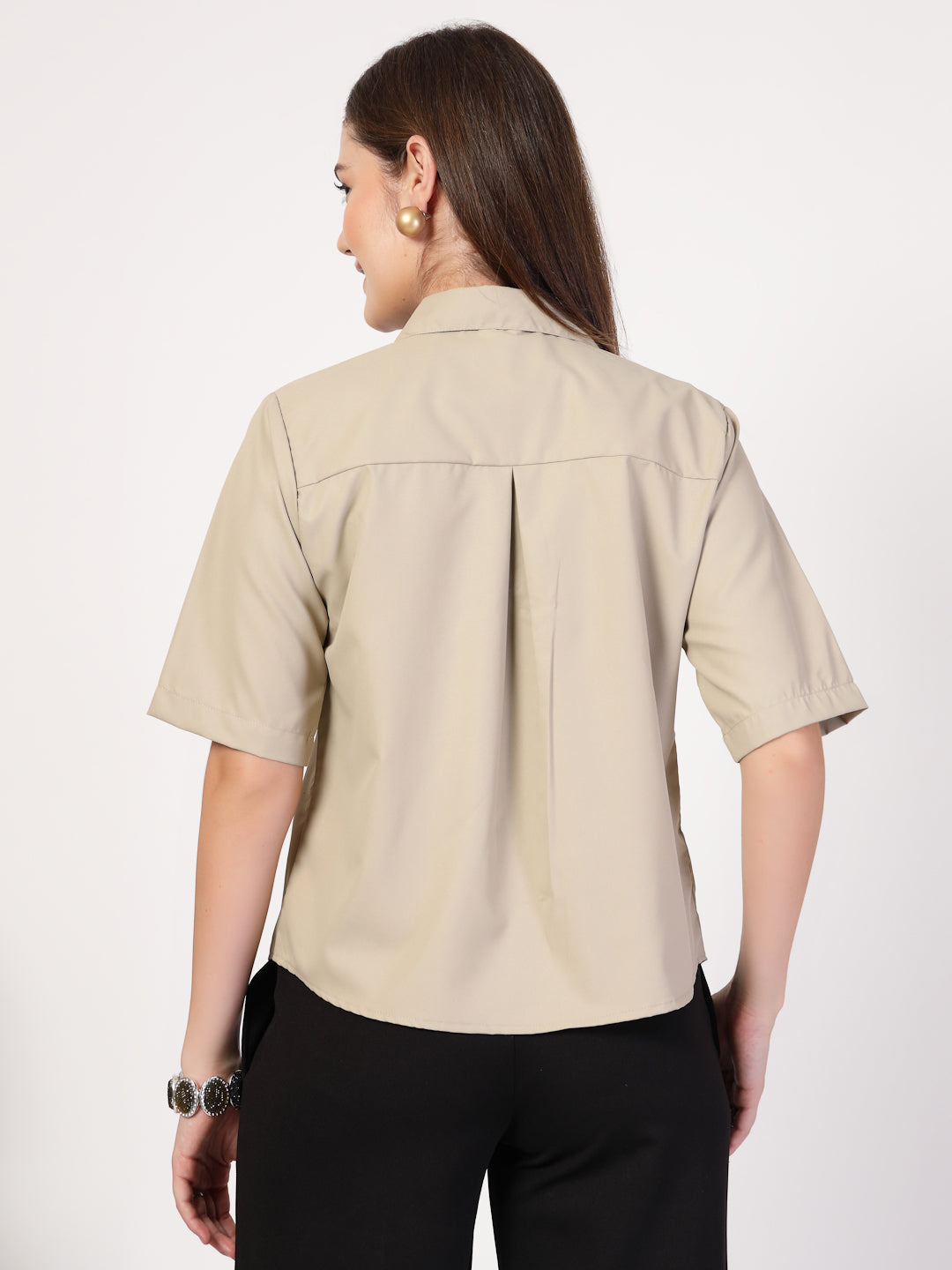 Style Quotient Women Beige Formal shirt-Shirts-StyleQuotient