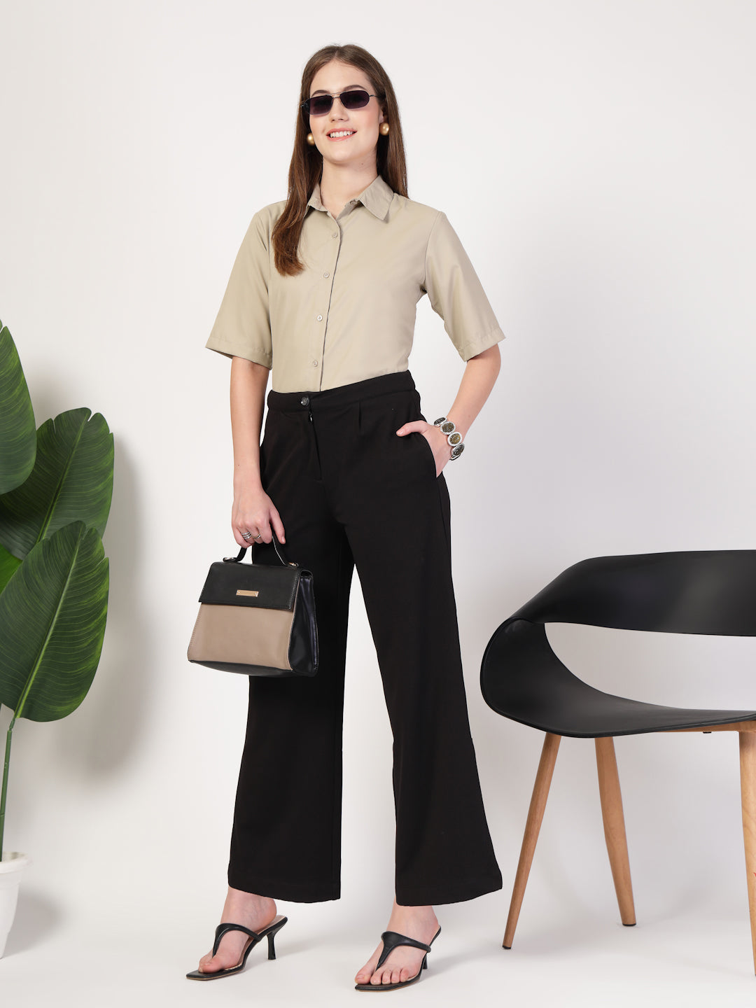 Style Quotient Women Beige Formal shirt-Shirts-StyleQuotient