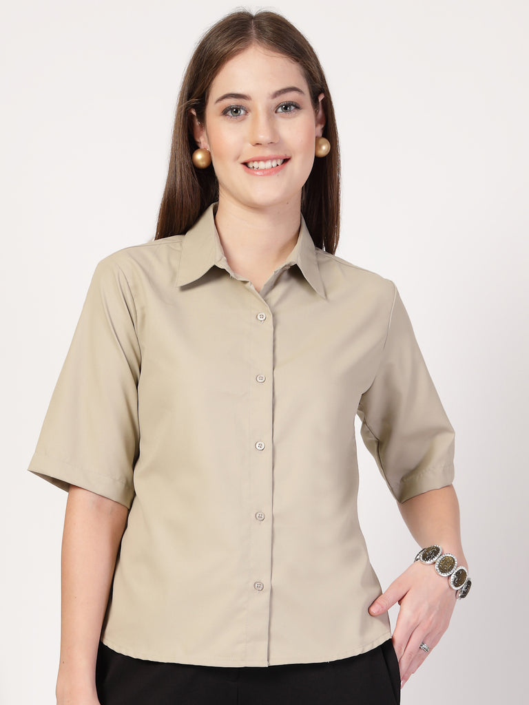Style Quotient Women Beige Formal shirt-Shirts-StyleQuotient