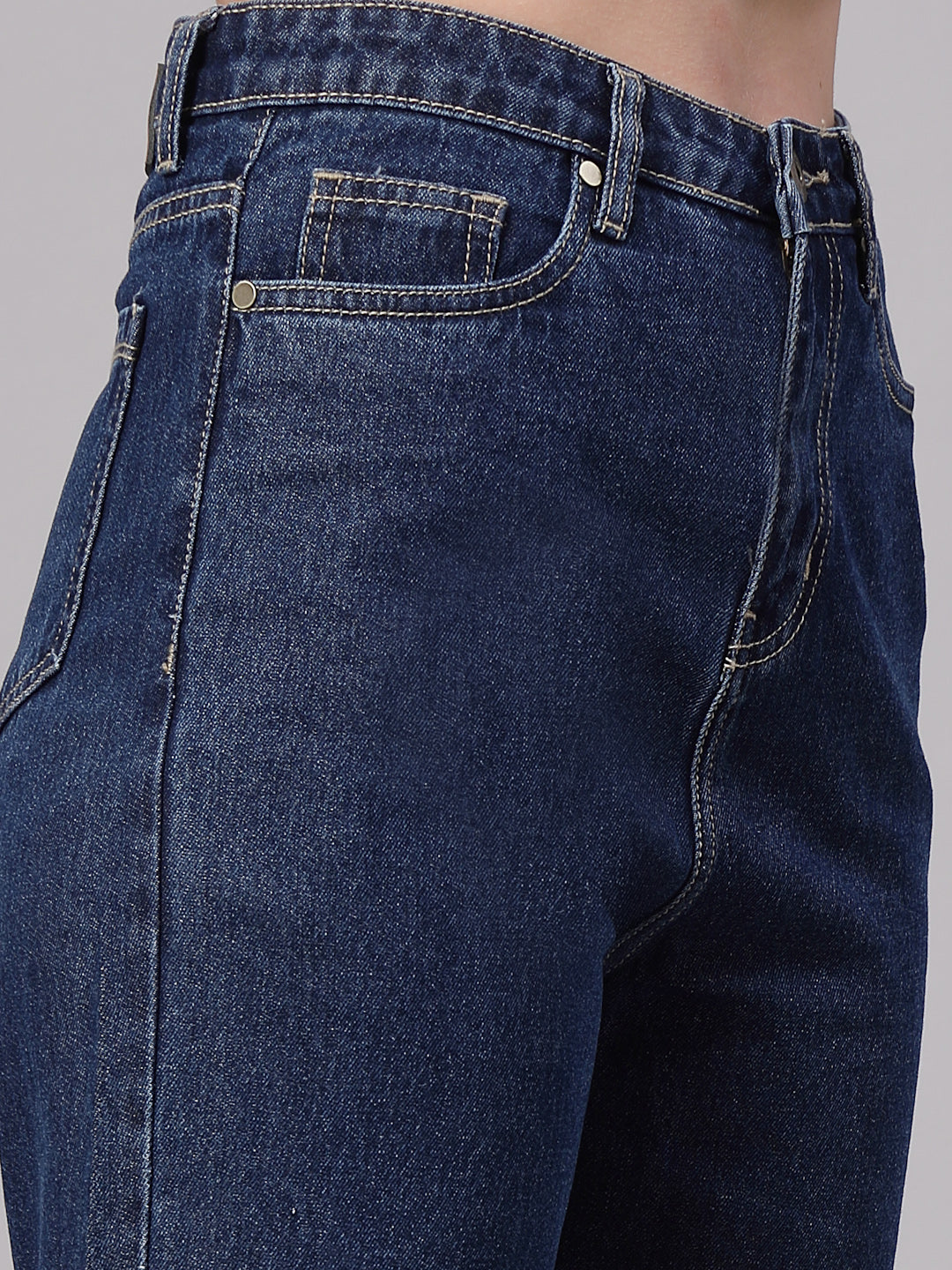 Style Quotient Women Dark Blue Mom Fit High Rise Jeans-Jeans-StyleQuotient
