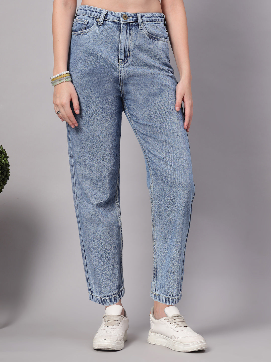 Style Quotient Women Mid Blue Mom Fit High Rise Jeans-Jeans-StyleQuotient