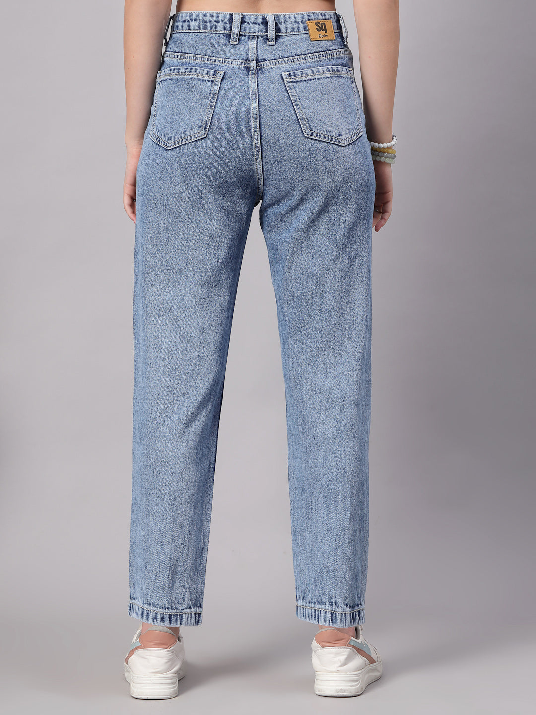 Style Quotient Women Mid Blue Mom Fit High Rise Jeans-Jeans-StyleQuotient