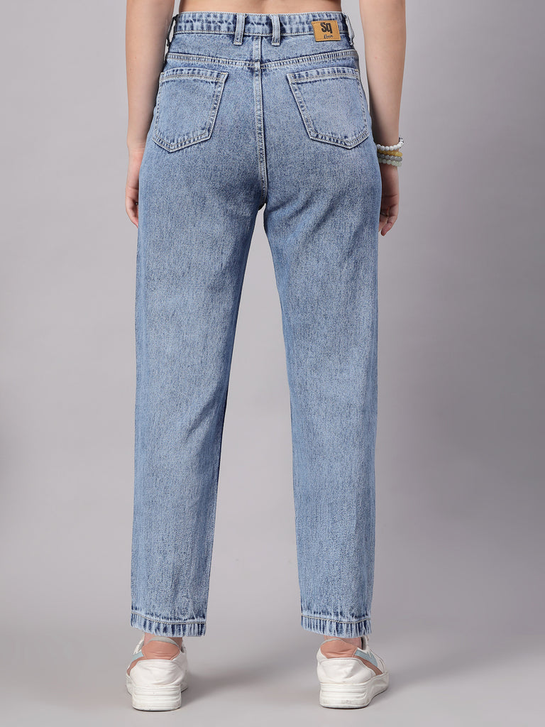 Style Quotient Women Mid Blue Mom Fit High Rise Jeans-Jeans-StyleQuotient