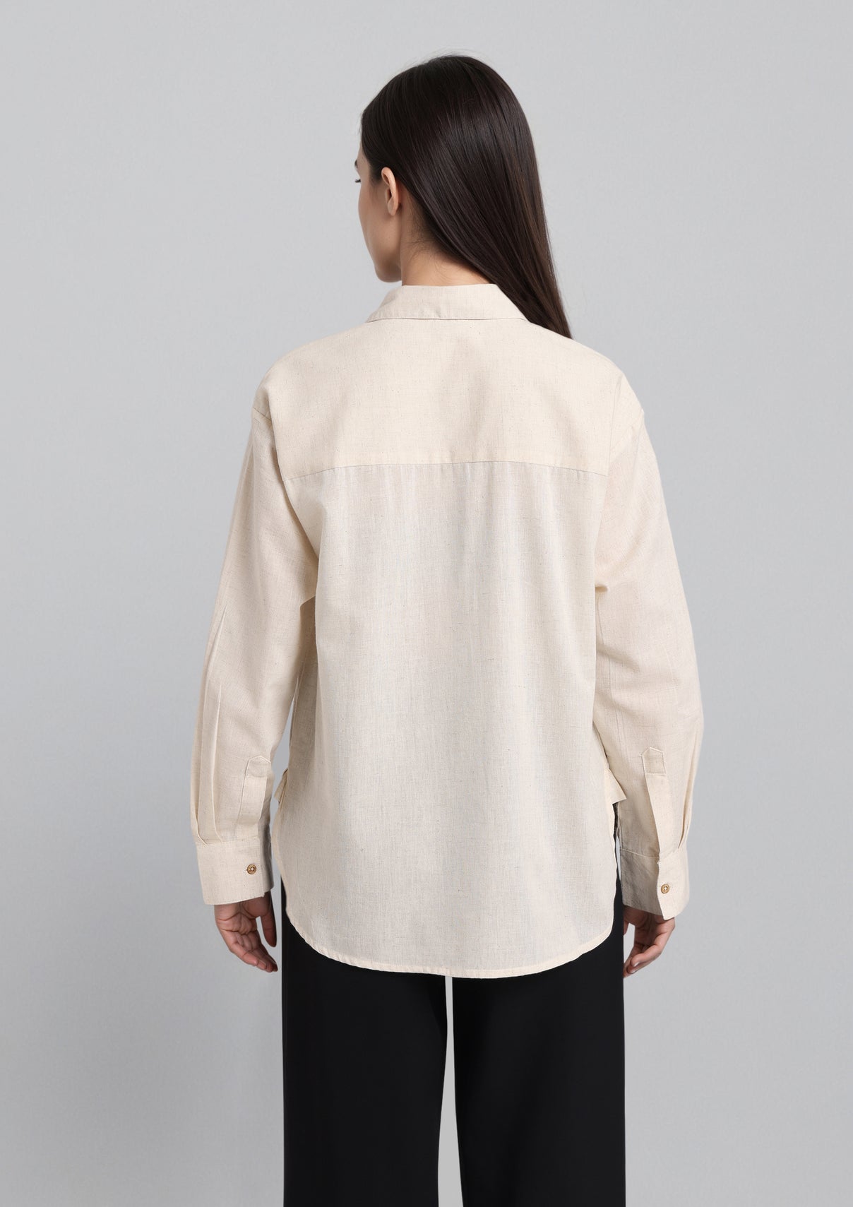 Style Quotient Women Beige Flex Solid Oversize Shirt-Shirts-StyleQuotient