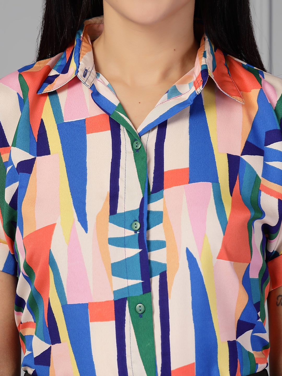 Style Quotient Women Multi Printed Regular Fit Semi Formal Polyester Shirt-Shirts-StyleQuotient