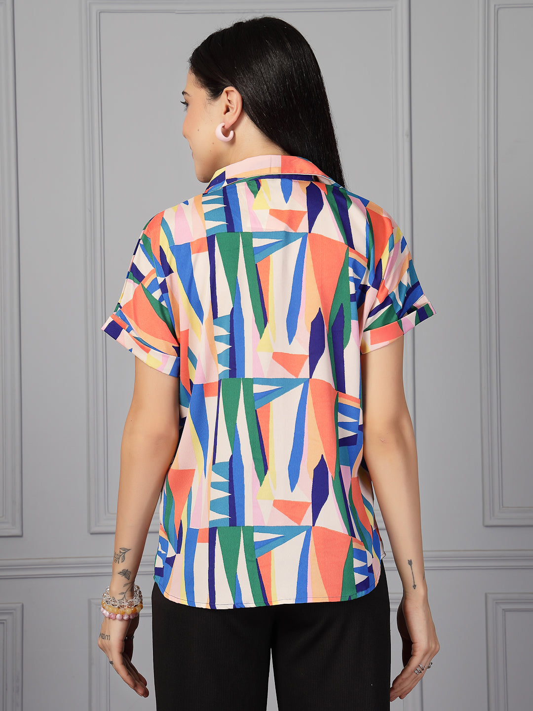 Style Quotient Women Multi Printed Regular Fit Semi Formal Polyester Shirt-Shirts-StyleQuotient