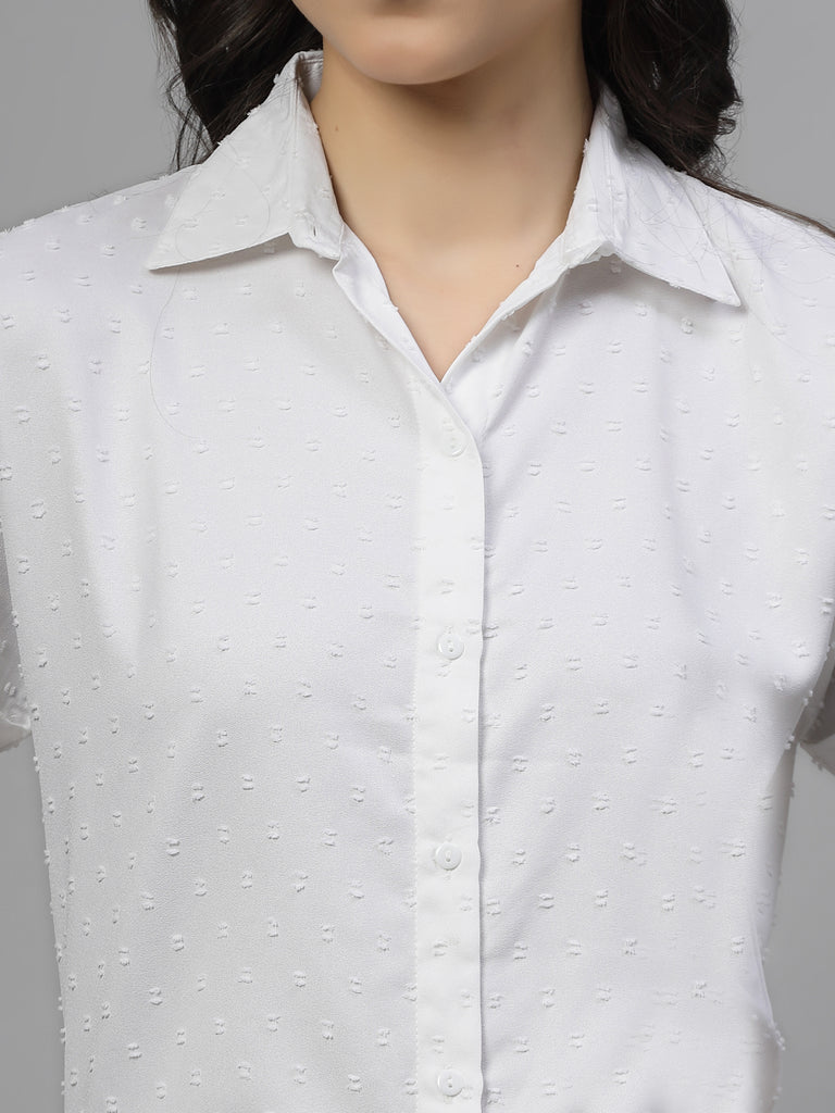 Style Quotient Women White Swiss Polymoss Formal Shirt-Shirts-StyleQuotient
