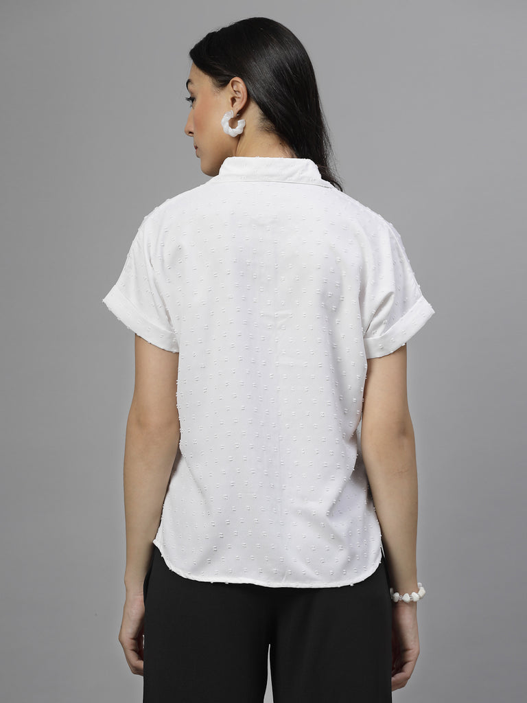 Style Quotient Women White Swiss Polymoss Formal Shirt-Shirts-StyleQuotient