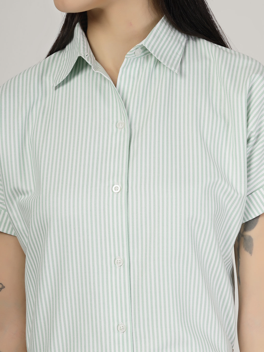 Style Quotient Women Green white Shirt-Shirts-StyleQuotient