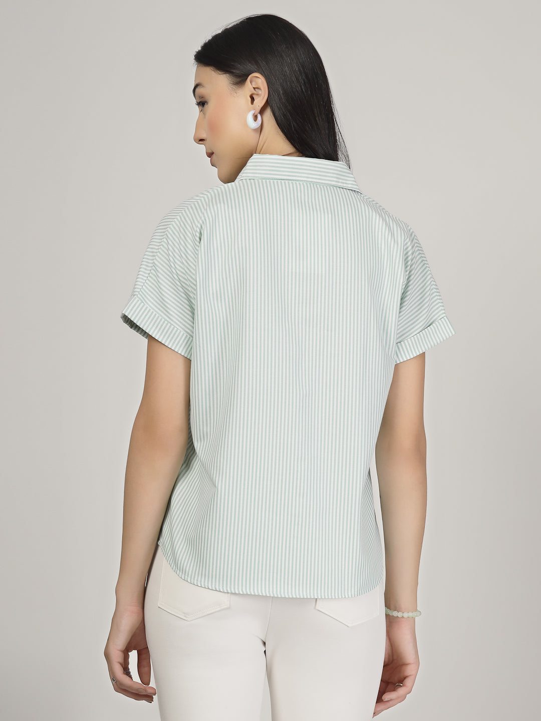 Style Quotient Women Green white Shirt-Shirts-StyleQuotient
