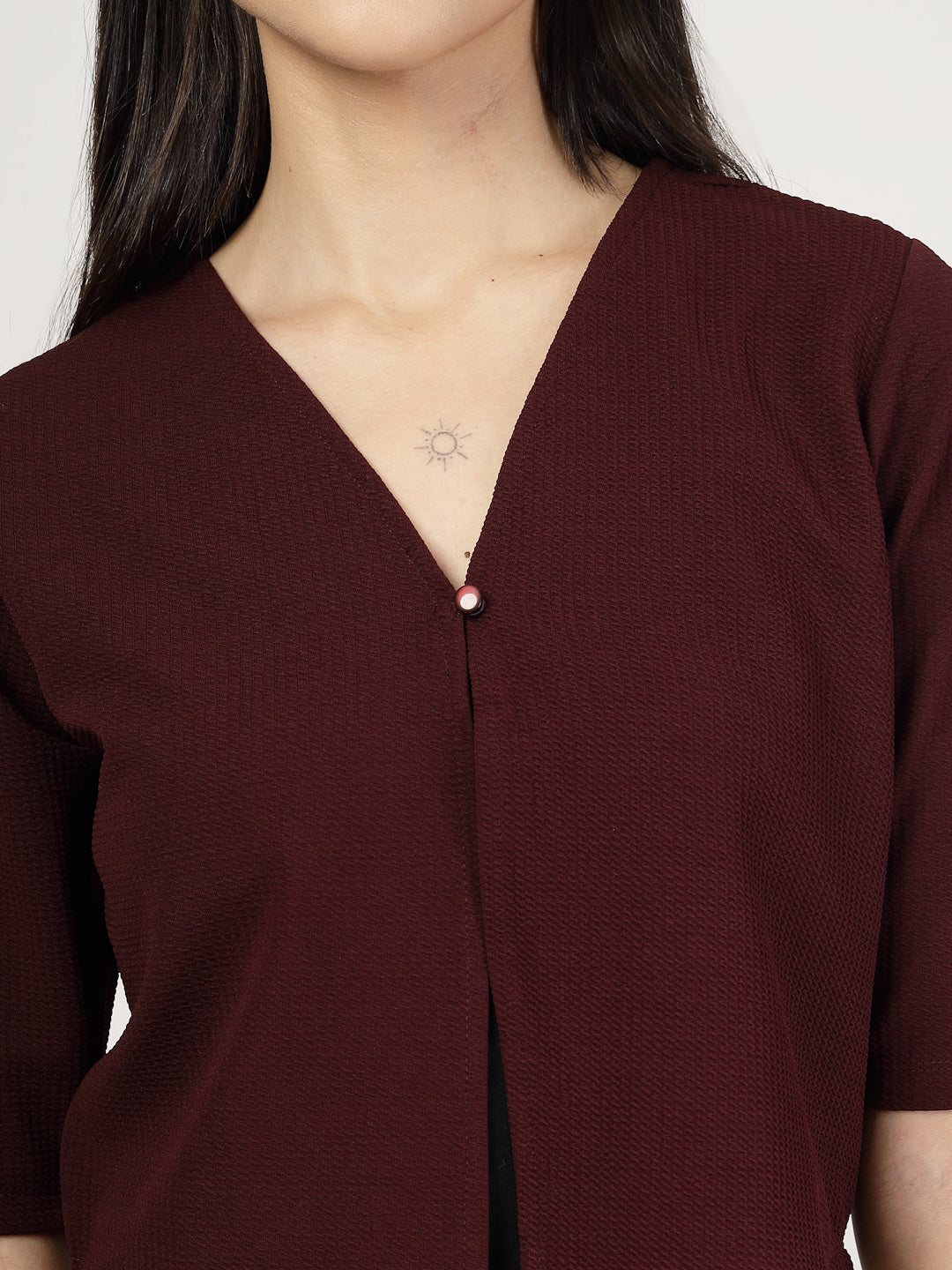 Style Quotient Women Maroon Knit Shrug-Shrug-StyleQuotient