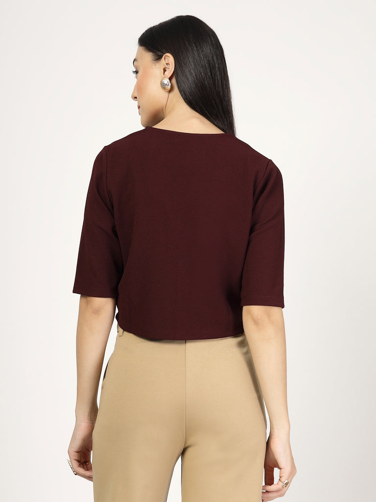 Style Quotient Women Maroon Knit Shrug-Shrug-StyleQuotient