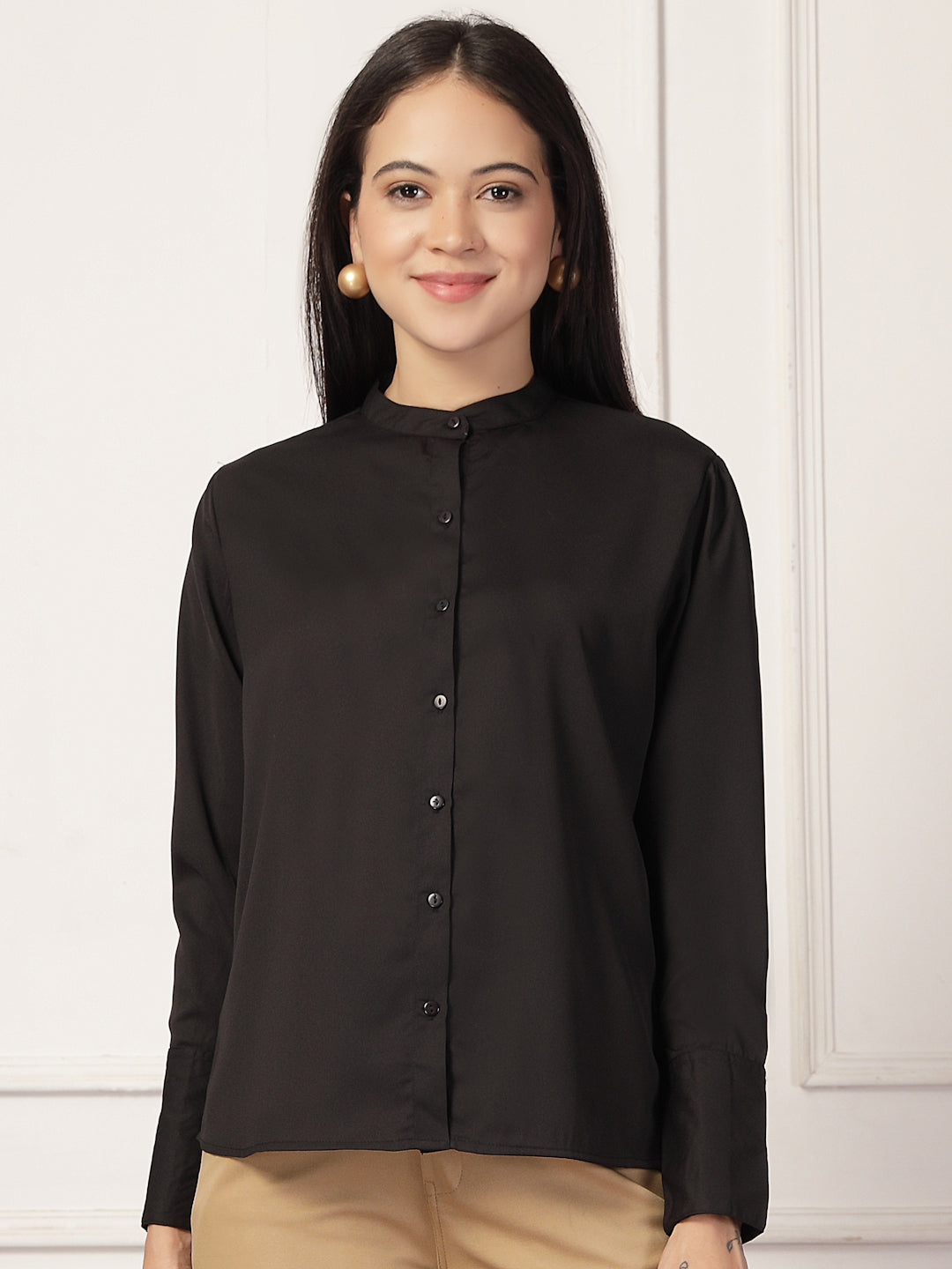Style Quotient Women Black formal shirt-Shirts-StyleQuotient