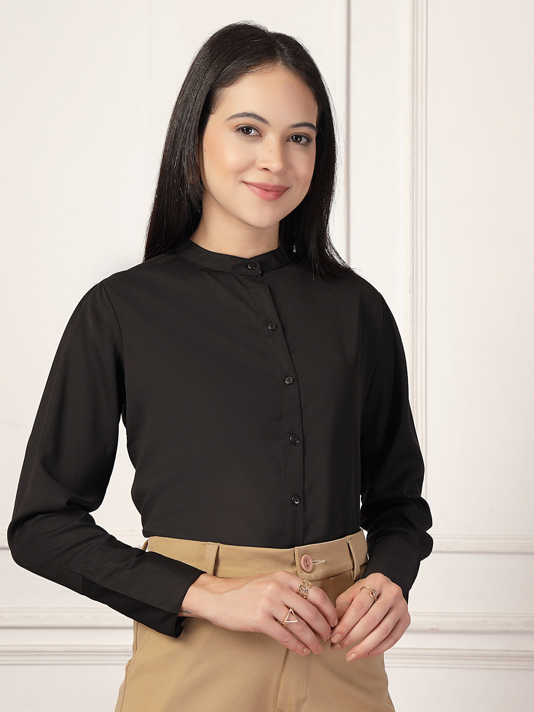 Style Quotient Women Black formal shirt-Shirts-StyleQuotient