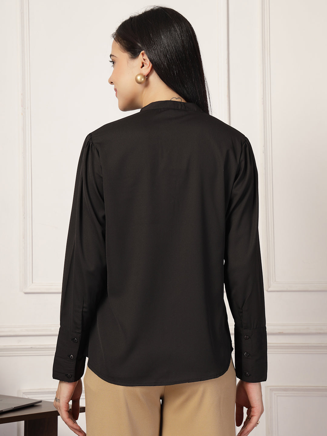 Style Quotient Women Black formal shirt-Shirts-StyleQuotient