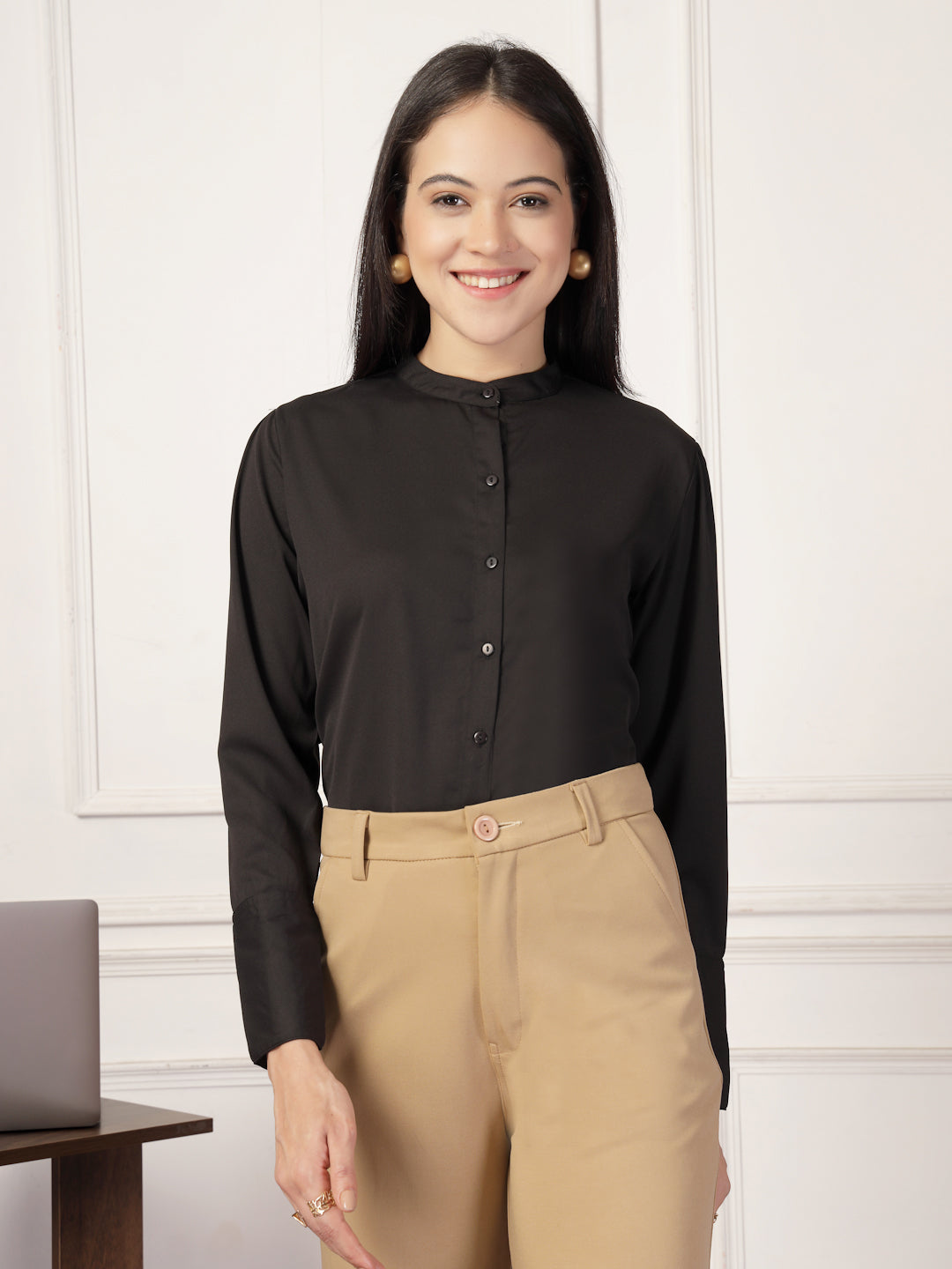 Style Quotient Women Black formal shirt-Shirts-StyleQuotient