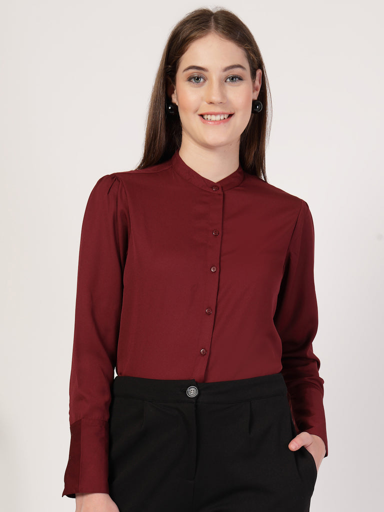 Style Quotient Women Maroon formal shirt-Shirts-StyleQuotient