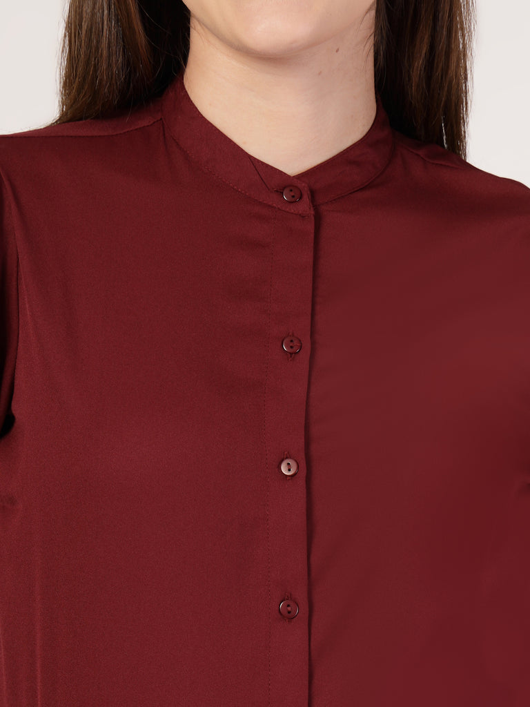 Style Quotient Women Maroon formal shirt-Shirts-StyleQuotient
