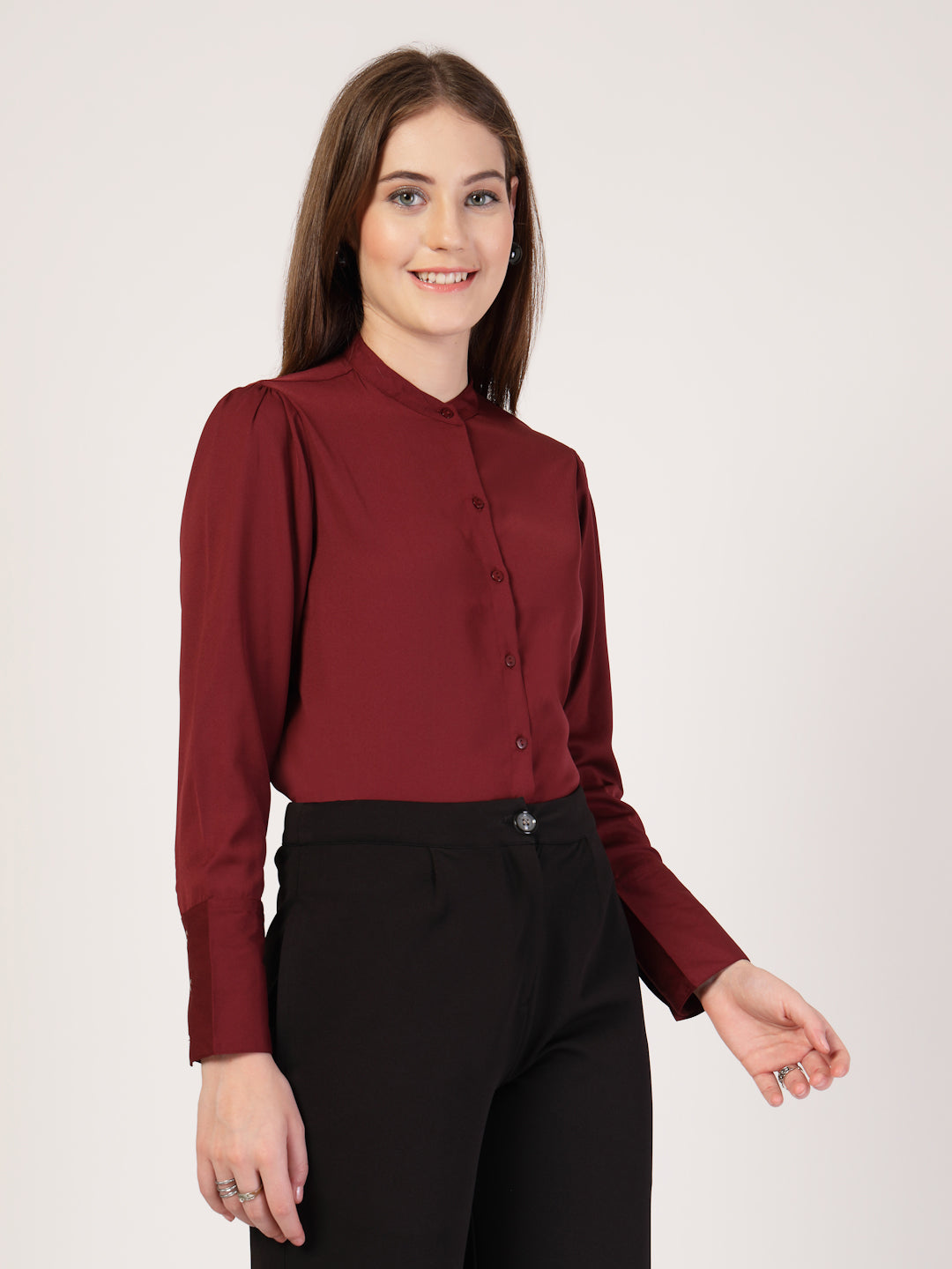Style Quotient Women Maroon formal shirt-Shirts-StyleQuotient
