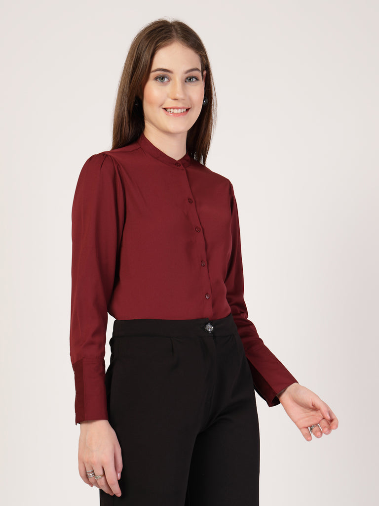 Style Quotient Women Maroon formal shirt-Shirts-StyleQuotient