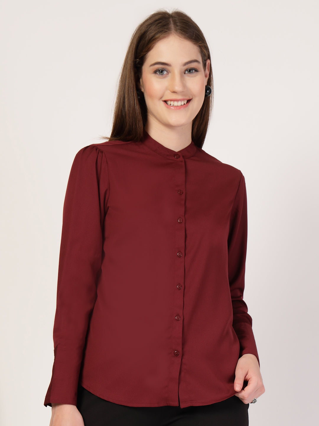 Style Quotient Women Maroon formal shirt-Shirts-StyleQuotient