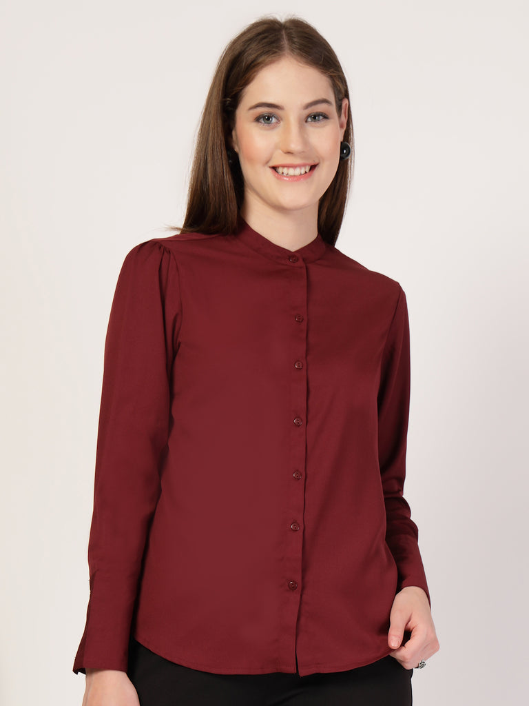 Style Quotient Women Maroon formal shirt-Shirts-StyleQuotient