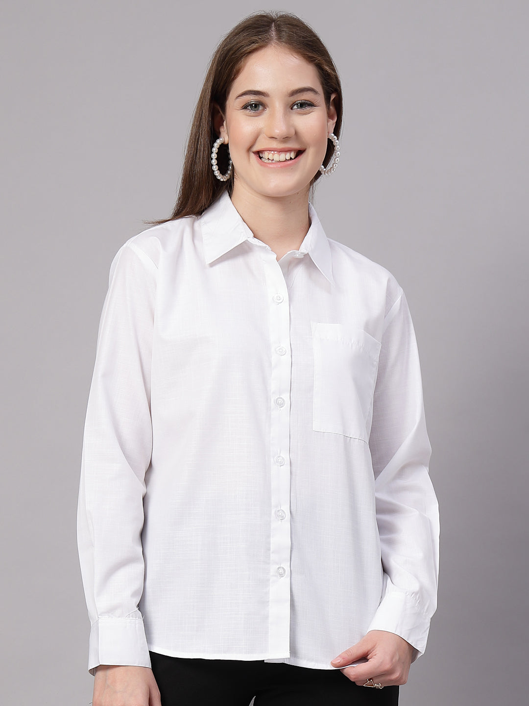 Style Quotient Women White Oversize shirt-Shirts-StyleQuotient