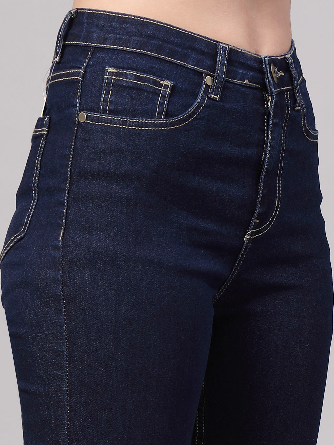 Style Quotient Women Dark Blue Boot Cut High Rise Stretchable Jeans-Jeans-StyleQuotient
