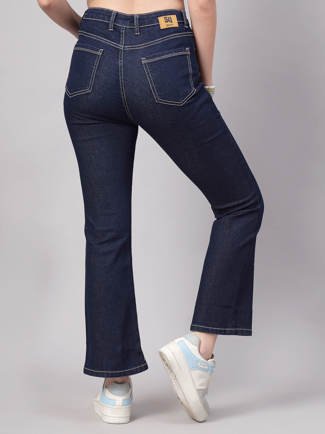 Style Quotient Women Dark Blue Boot Cut High Rise Stretchable Jeans-Jeans-StyleQuotient