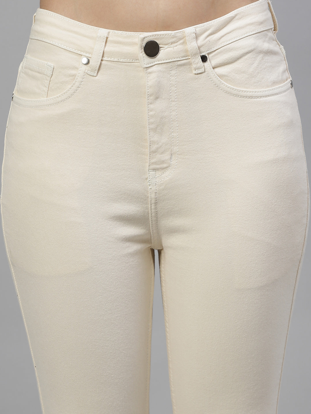 Style Quotient Women Off White Boot Cut High Rise Stretchable Jeans-Jeans-StyleQuotient