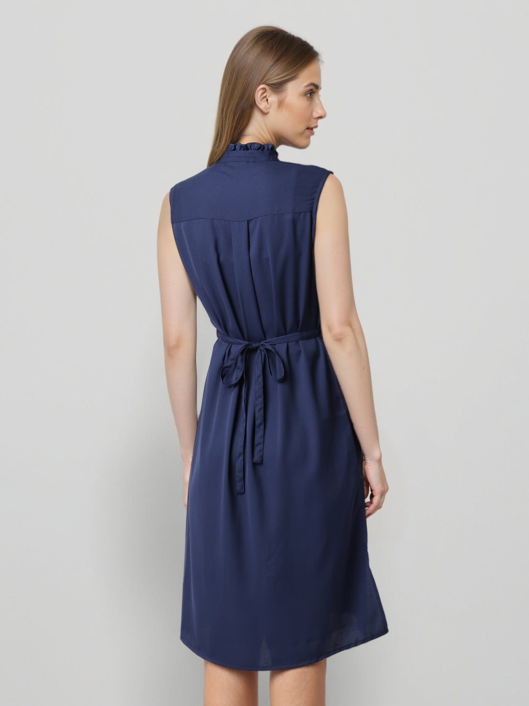 Style Quotient Women front pleated sleeveless Dress-Dresses-StyleQuotient