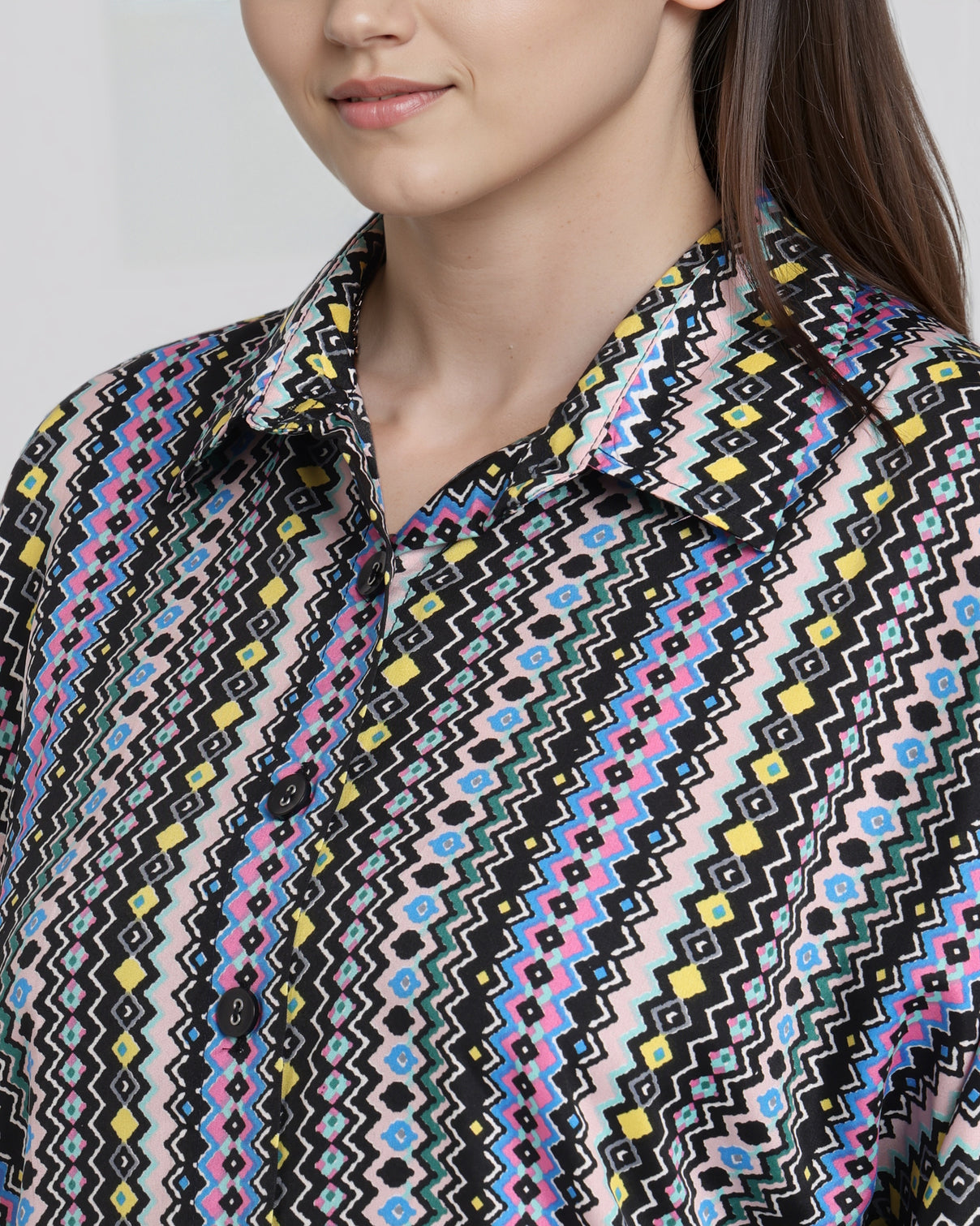 Style Quotient Women Printed Oversize Shirt-Shirts-StyleQuotient