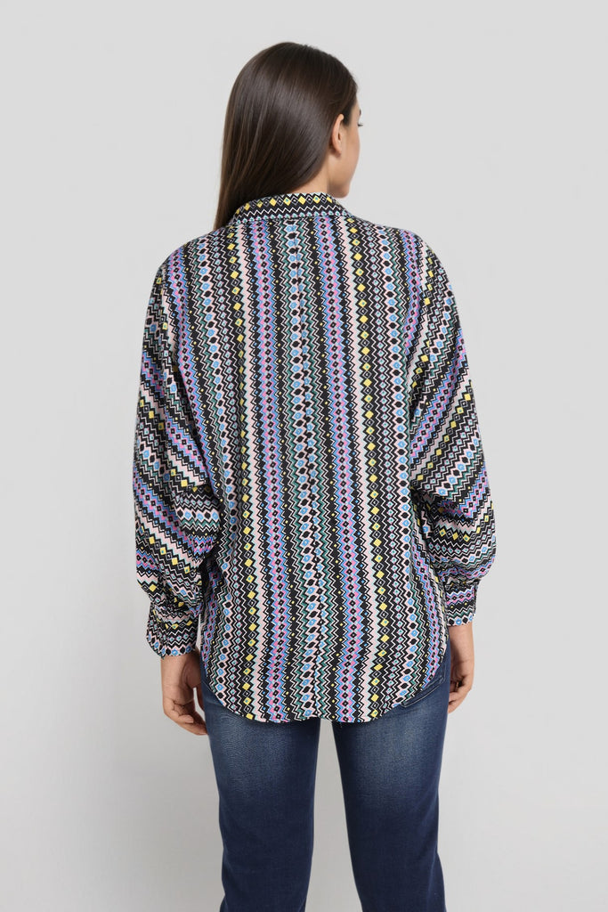 Style Quotient Women Printed Oversize Shirt-Shirts-StyleQuotient