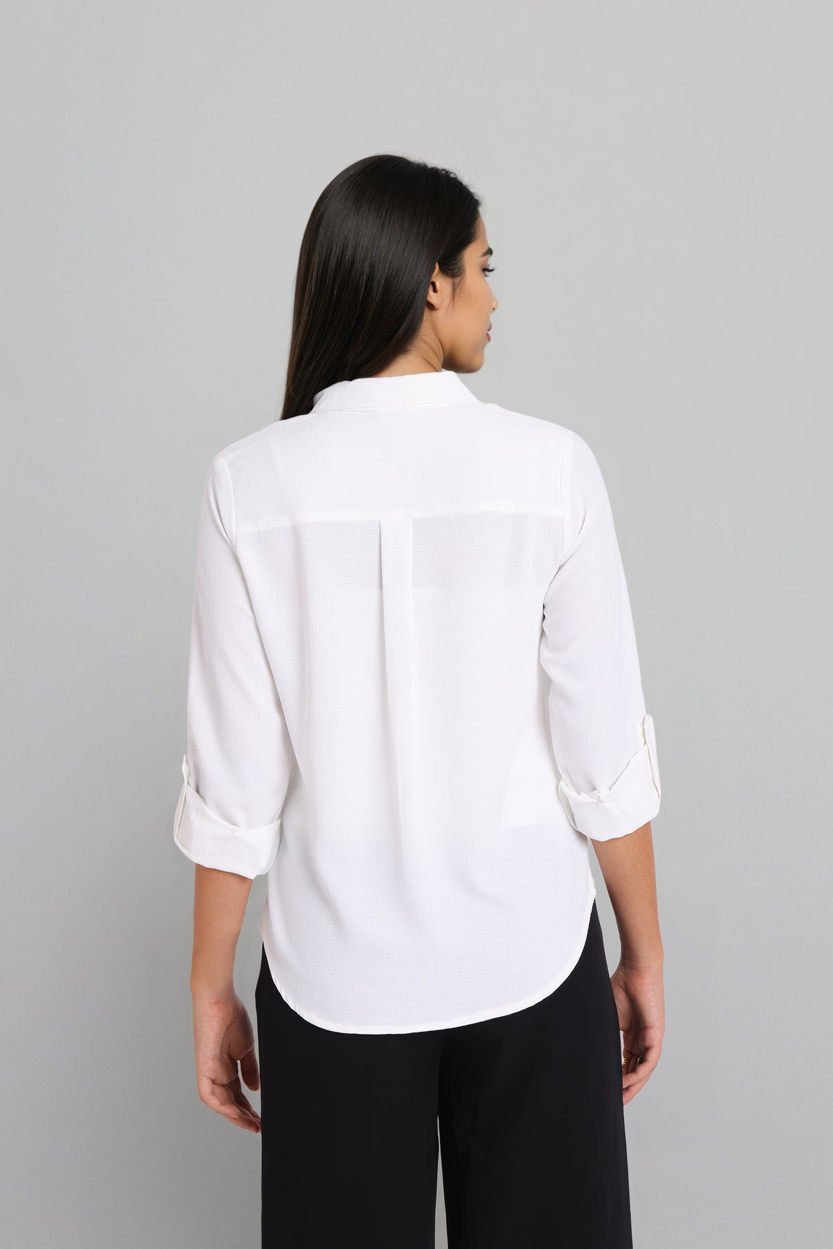 Style Quotient Women Solid White Formal polyester Shirt-Shirts-StyleQuotient